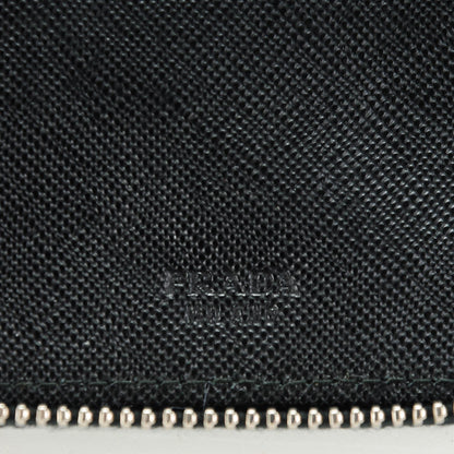 Prada Saffiano Metal Zip Around Travel Wallet Black 6 of 8
