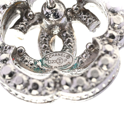 Chanel Crystal Coco Flapper Camellia CC Stud Earrings Silver 4 of 5