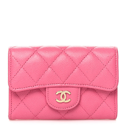 Chanel Caviar Quilted Flap Card Holder Wallet Pink 1 of 9
