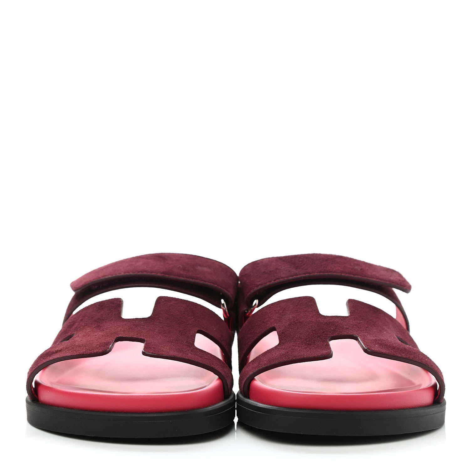 Hermes Suede Goatskin Womens Chypre Sandals 36.5 Rouge Marsala 2 of 8