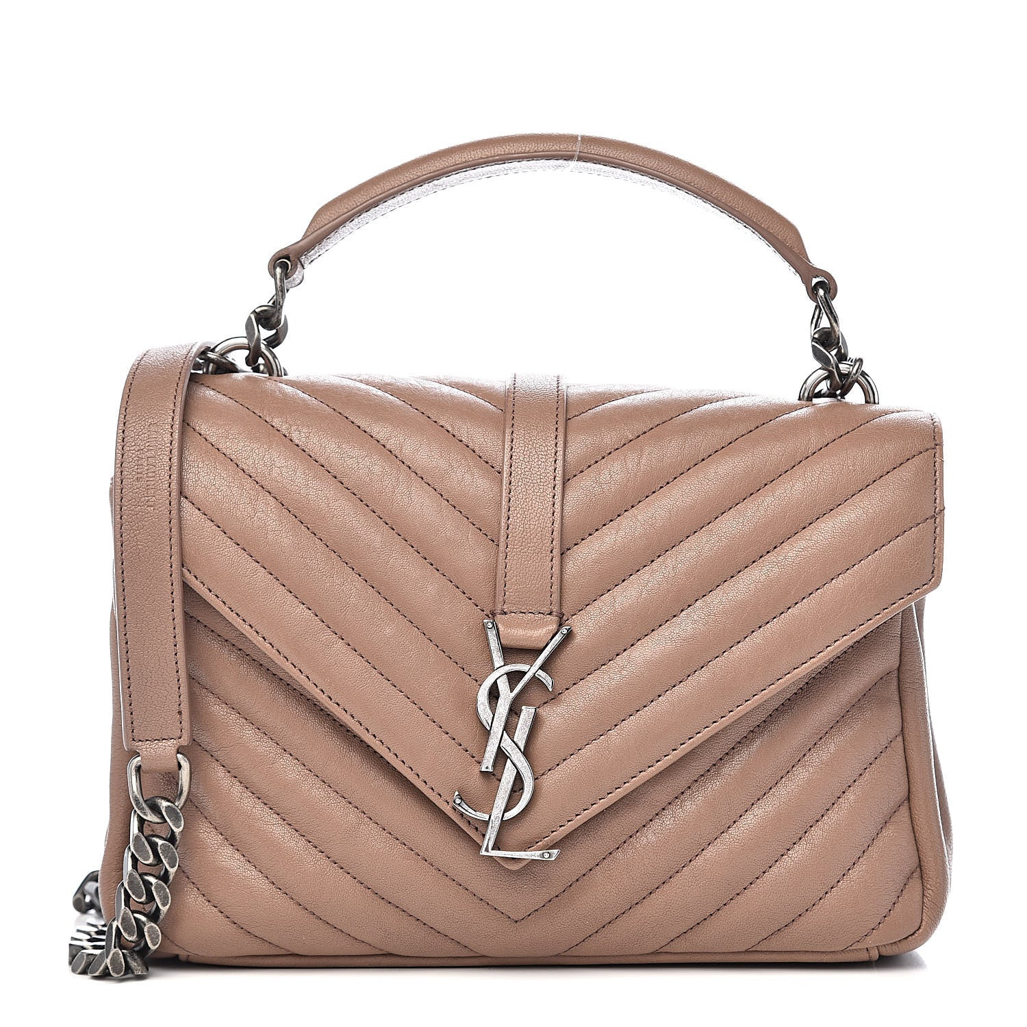 Saint Laurent Sheepskin Matelasse Chevron Monogram Medium College Bag Fard 1 of 12