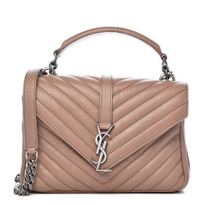 Saint Laurent Sheepskin Matelasse Chevron Monogram Medium College Bag Fard 1 of 12