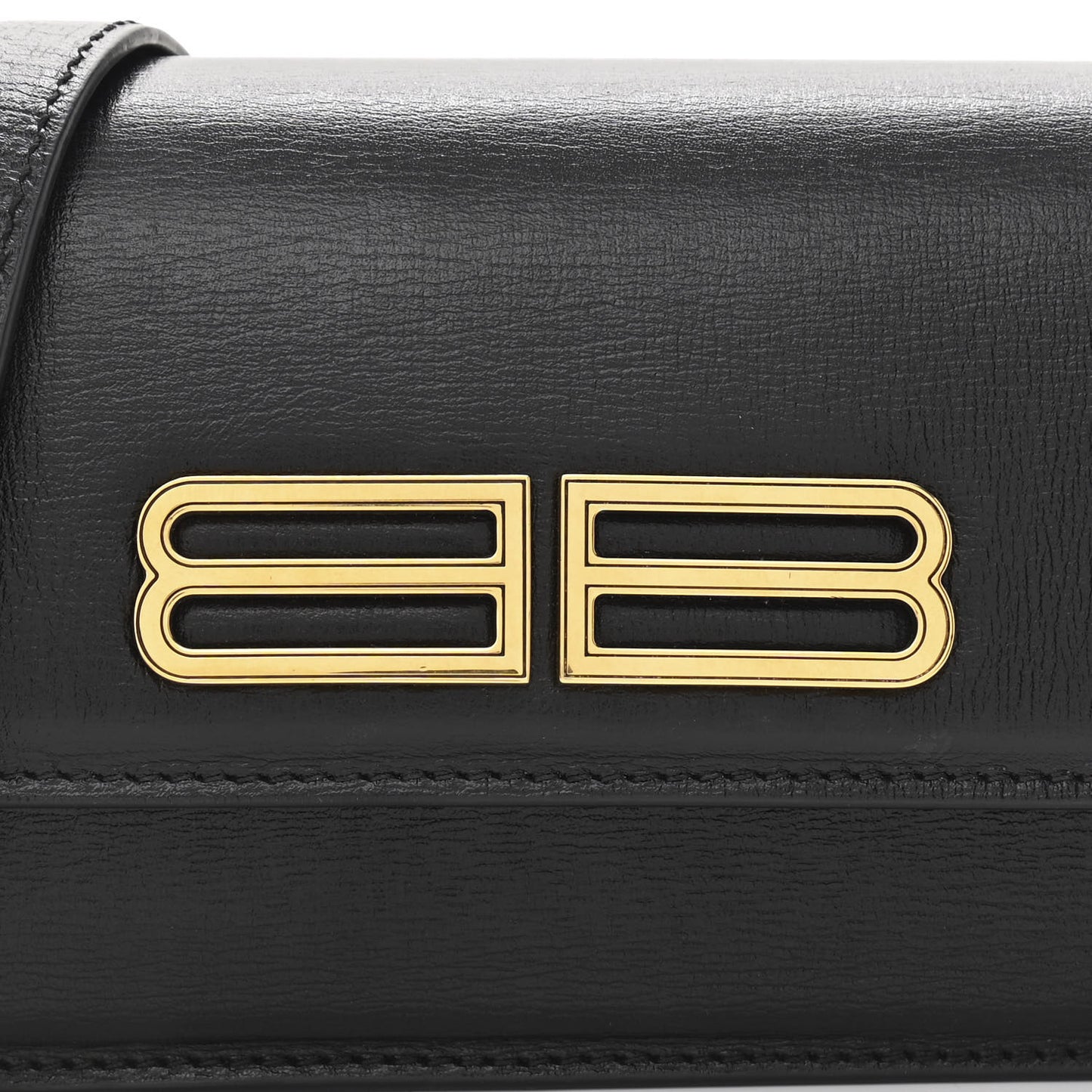 Calfskin Stripe Embossed Gossip Chain Bag XS Black