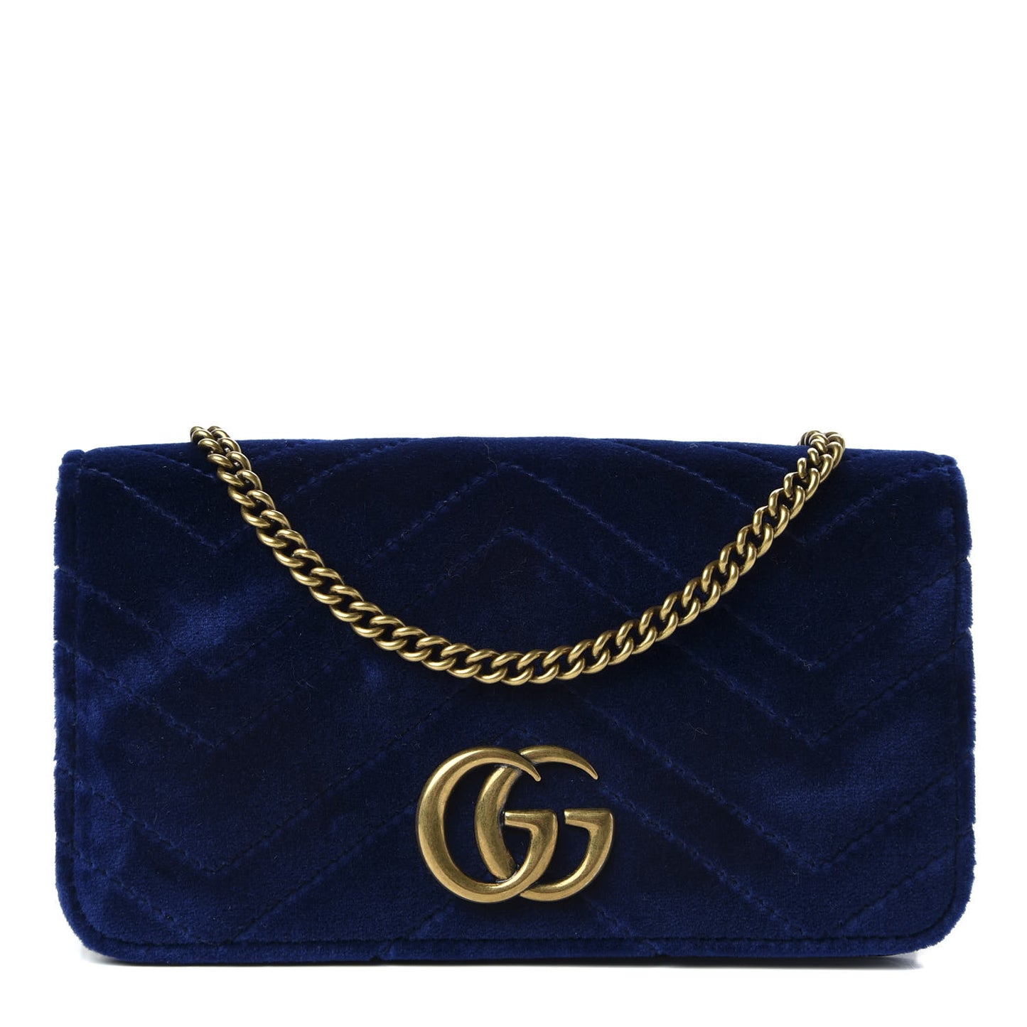Velvet Matelasse GG Marmont Mini Bag Cobalt Blue