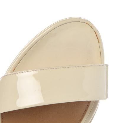 Chanel Patent CC Wedge Sandals 40.5 Nude Beige 12 of 13