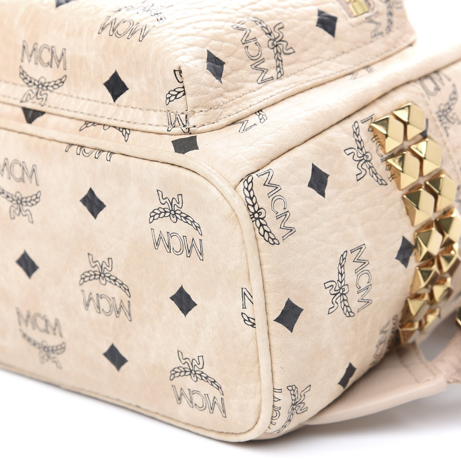 MCM Visetos Side Stud Mini Stark Backpack Beige 7 of 7