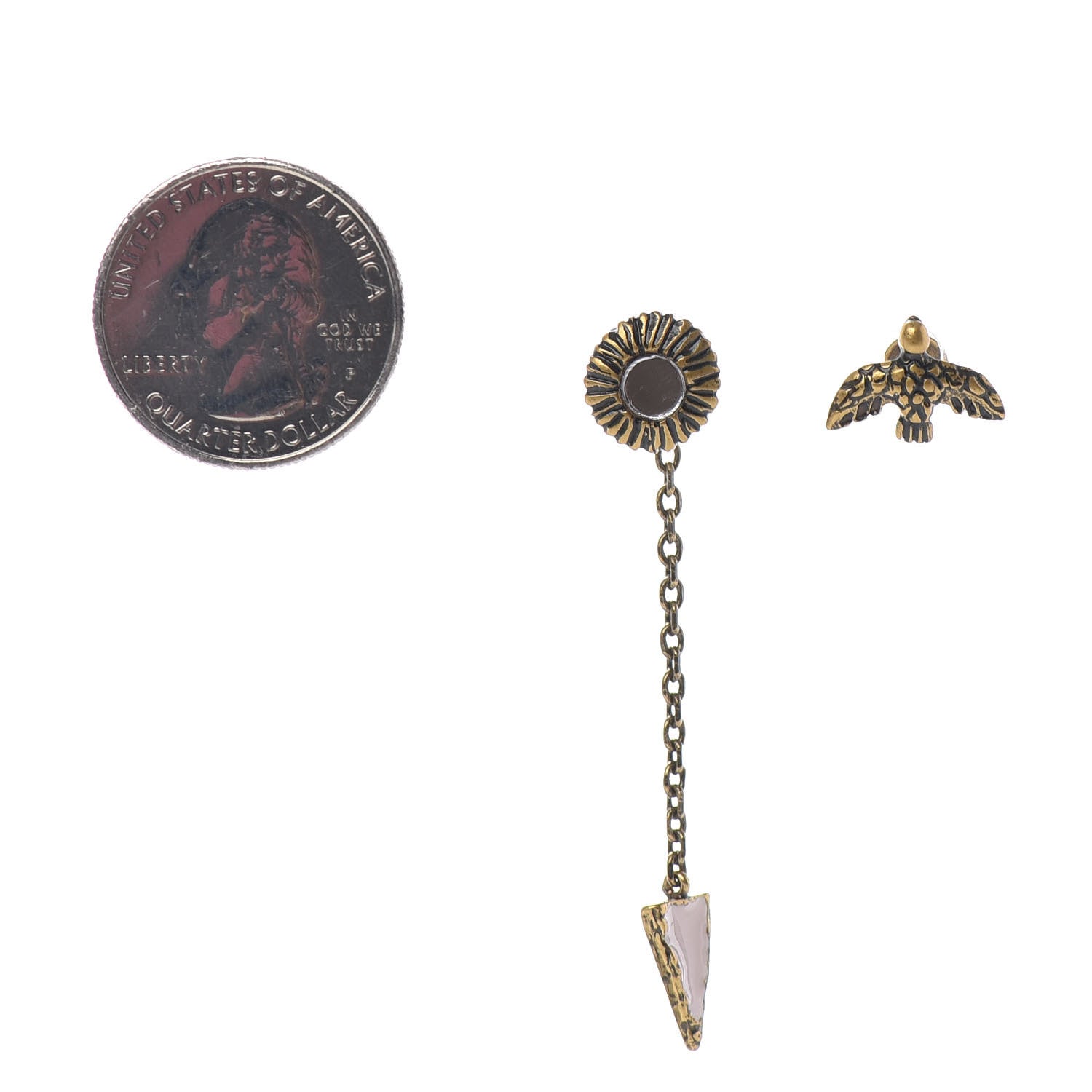 Christian Dior Mirror Bird Asymmetric Earrings Gold 2 of 4