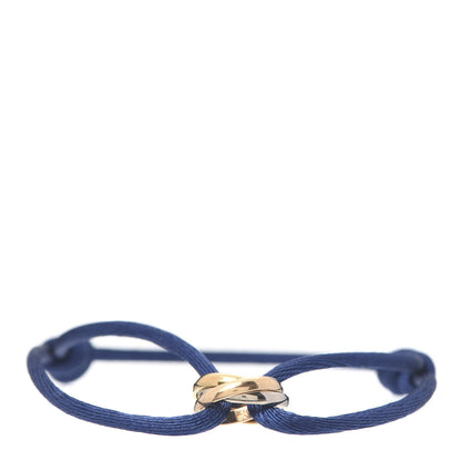 Cartier 18K Pink Yellow White Gold Trinity Adjustable Cord Bracelet Blue 1 of 6