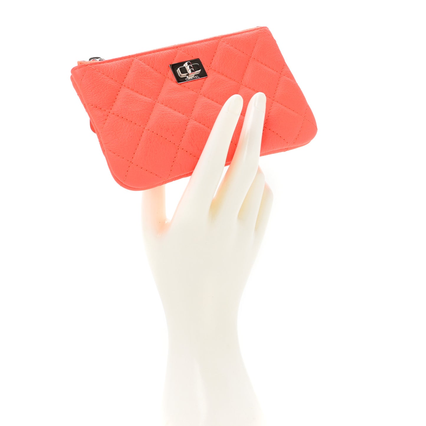 Goatskin Quilted Small Reissue Cosmetic Case Orange