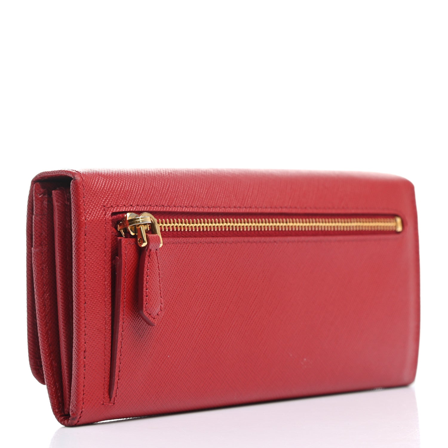 Prada Saffiano Metal Continental Flap Wallet Fuoco 4 of 12