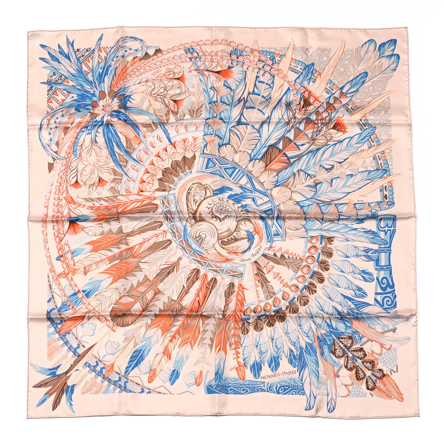Hermes Silk Danse Pacifique Scarf140 Rose The Bleu 1 of 5