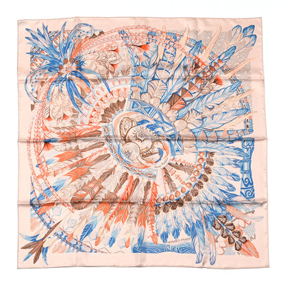 Hermes Silk Danse Pacifique Scarf140 Rose The Bleu 1 of 5