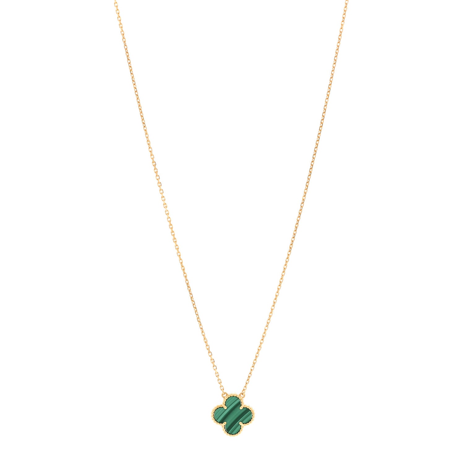 Van Cleef & Arpels 18K Yellow Gold Malachite Vintage Alhambra Pendant Necklace 1 of 6