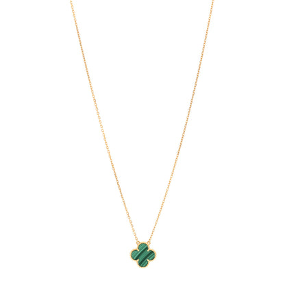 Van Cleef & Arpels 18K Yellow Gold Malachite Vintage Alhambra Pendant Necklace 1 of 6