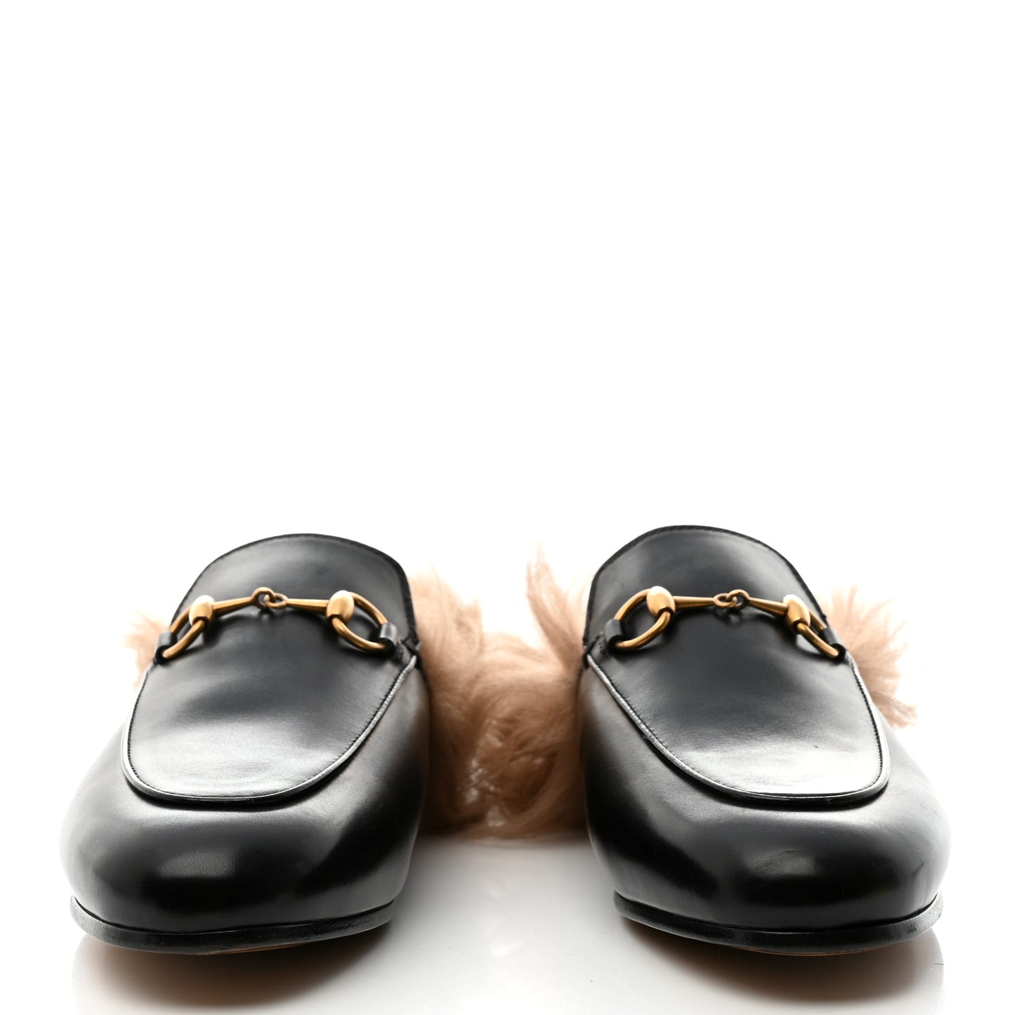 Calfskin Fur Womens Princetown Slippers 35 Black