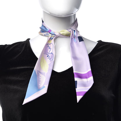 Hermes Silk Sea Surf and Fun Twilly Rose Pale Mauve Jaune Soufre 2 of 5