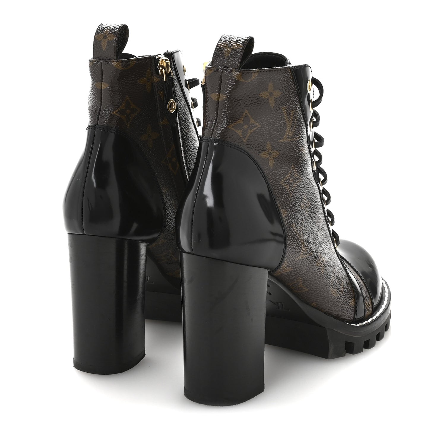 Patent Calfskin Monogram Star Trail Ankle Boots 39 Black