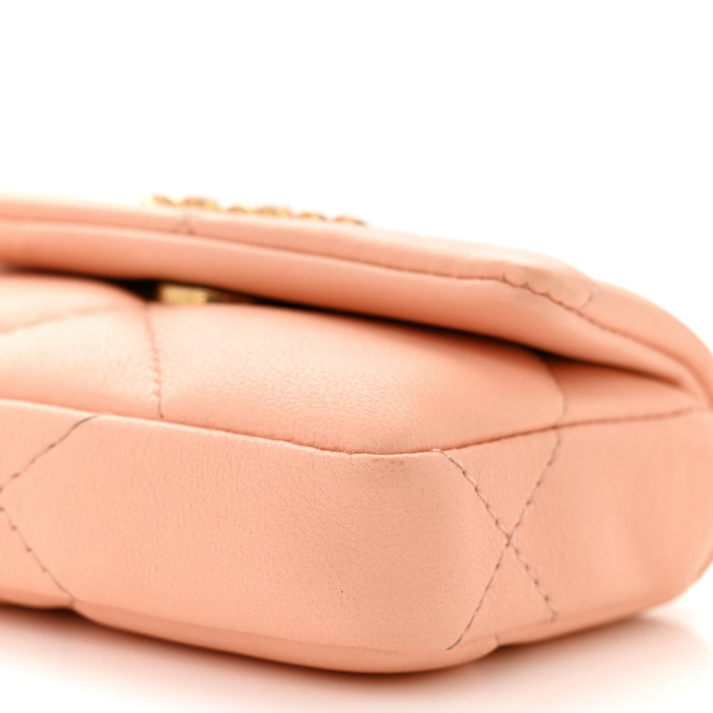 Lambskin Quilted Chanel 19 Flap Belt Bag Light Orange