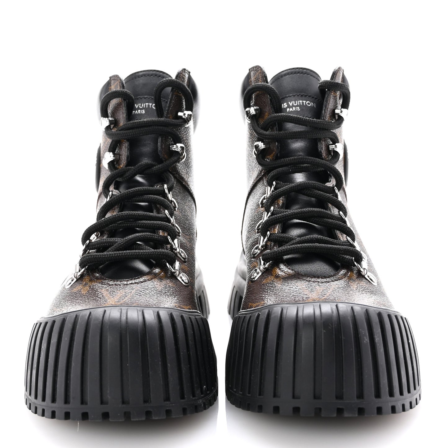 Calfskin Patent Monogram Ruby Flat Ranger Boots 38 Black