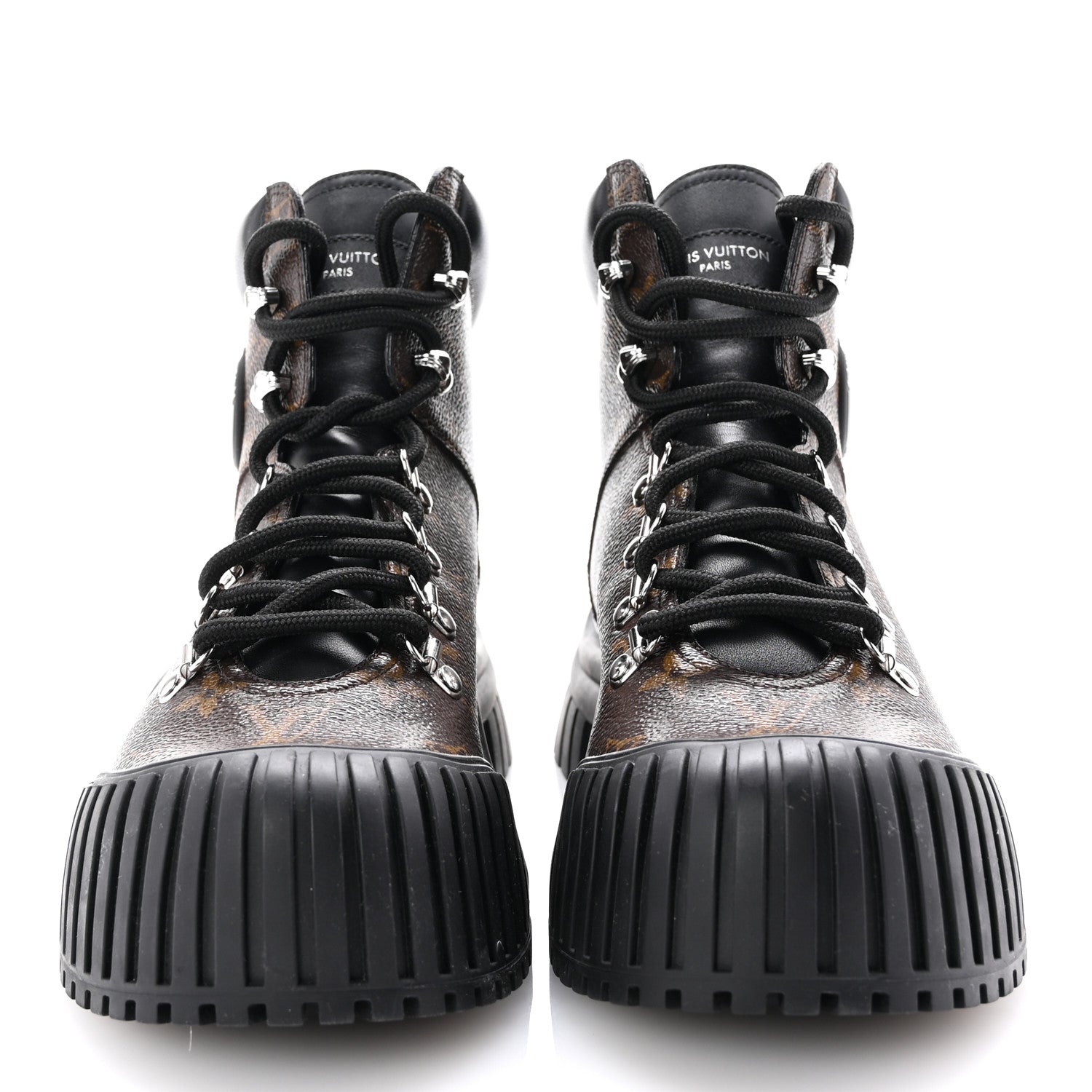 Louis Vuitton Calfskin Patent Monogram Ruby Flat Ranger Boots 38 Black 3 of 10