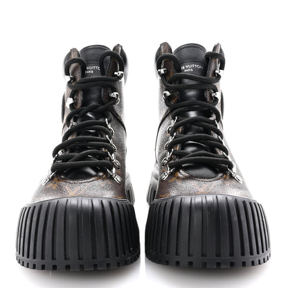 Louis Vuitton Calfskin Patent Monogram Ruby Flat Ranger Boots 38 Black 3 of 10