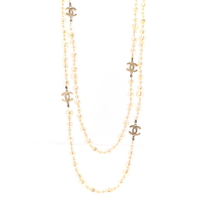Chanel Irregular Pearl CC Long Necklace Light Gold 1 of 5