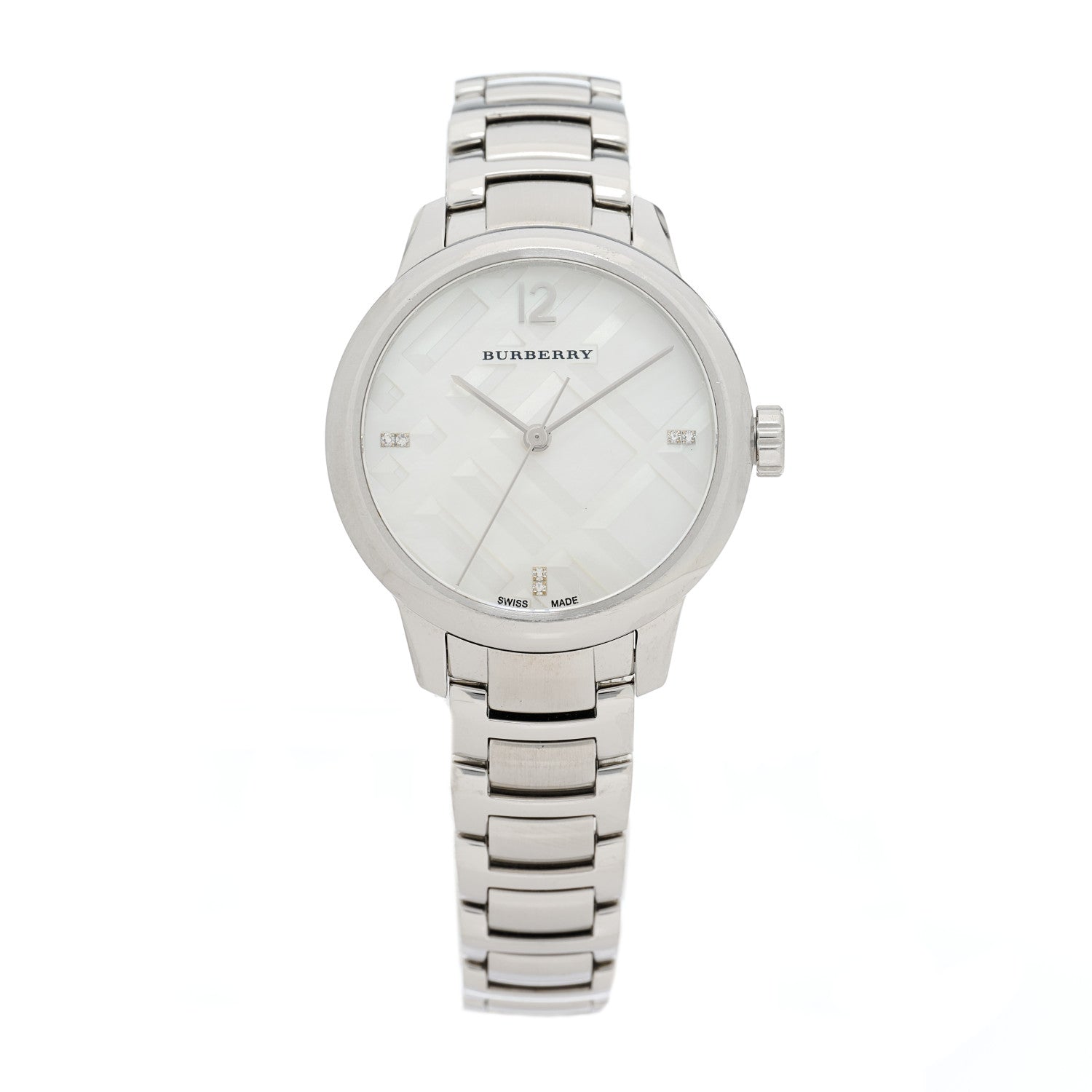 Burberry Stainless Steel Diamond Mother of Pearl 32mm Classic Round Quartz Watch BU10110 1 of 4