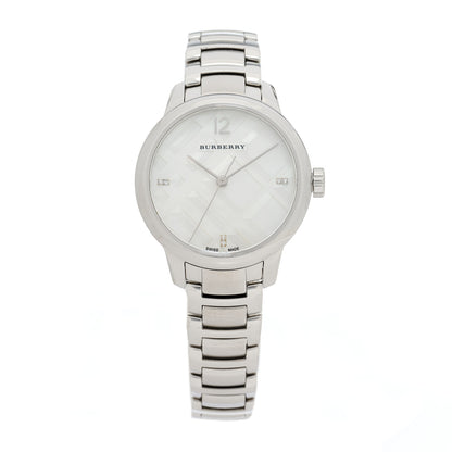 Burberry Stainless Steel Diamond Mother of Pearl 32mm Classic Round Quartz Watch BU10110 1 of 4