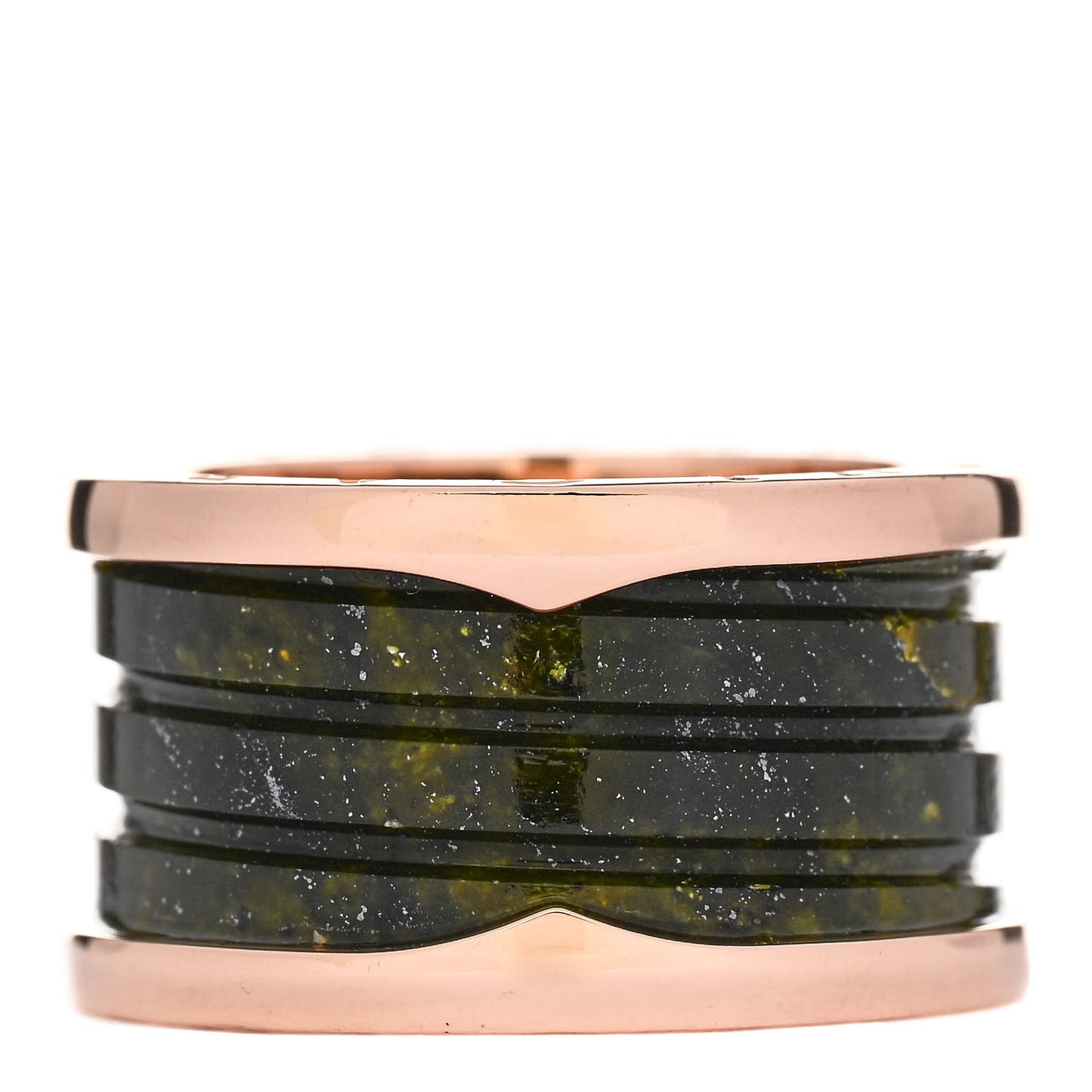 18K Rose Gold Green Marble B.Zero1 Ring 53 6.5