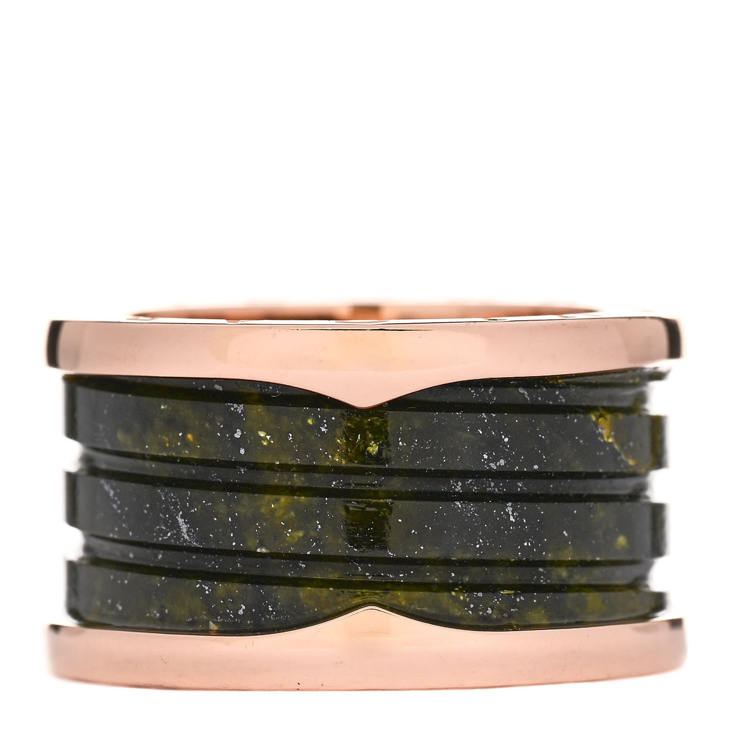 Bulgari 18K Rose Gold Green Marble B.Zero1 Ring 53 6.5 1 of 5