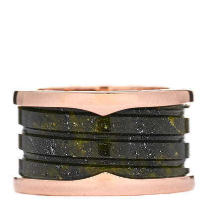 Bulgari 18K Rose Gold Green Marble B.Zero1 Ring 53 6.5 1 of 5
