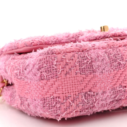 Chanel Tweed Quilted Pearl Twist Mini Square Flap Pink Dark Pink 9 of 11