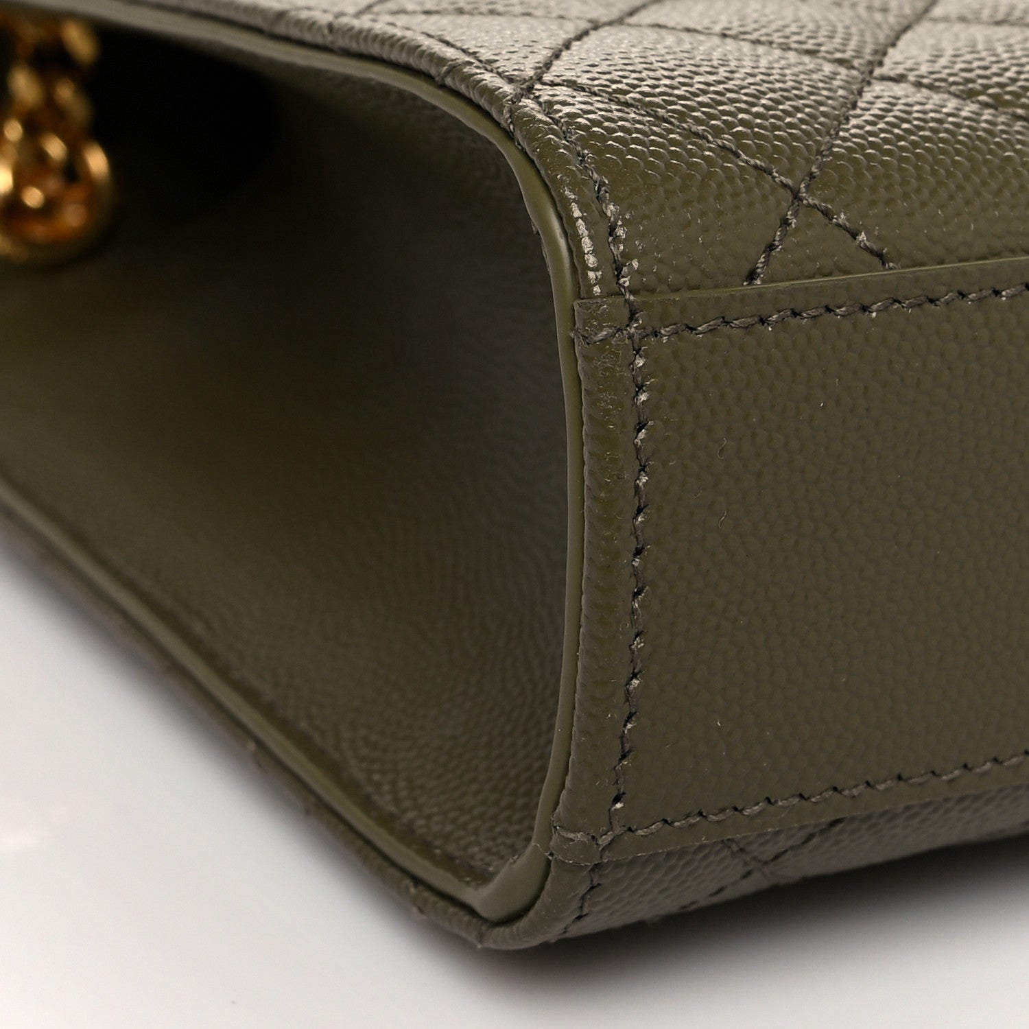 Saint Laurent Grain De Poudre Textured Mixed Matelasse Medium Triquilt Monogram Satchel Vert Kaki 9 of 10