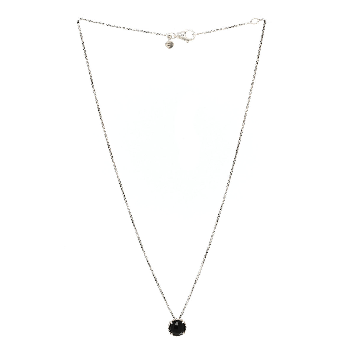 Sterling Silver Black Onyx 8mm Petite Chatelaine Pendant Necklace