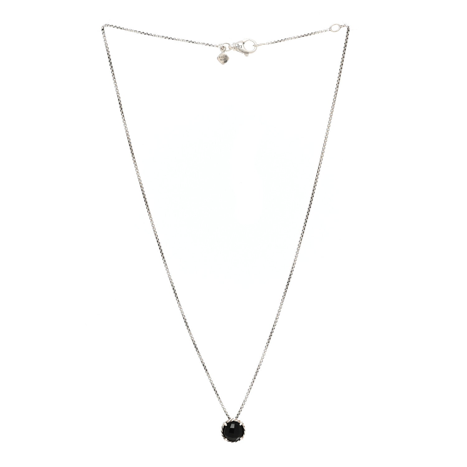 David Yurman Sterling Silver Black Onyx 8mm Petite Chatelaine Pendant Necklace 3 of 5
