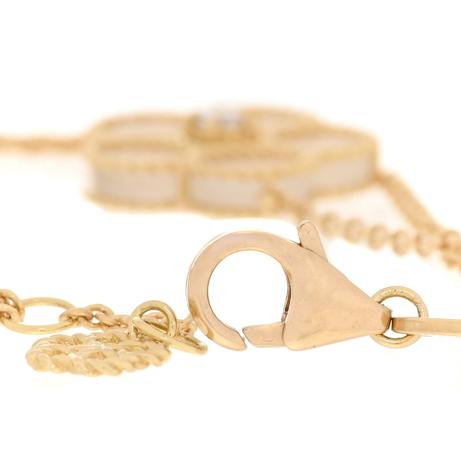 Roberto Coin 18K Yellow Gold Diamond Mother of Pearl Daisy Double Chain Bracelet 3 of 5