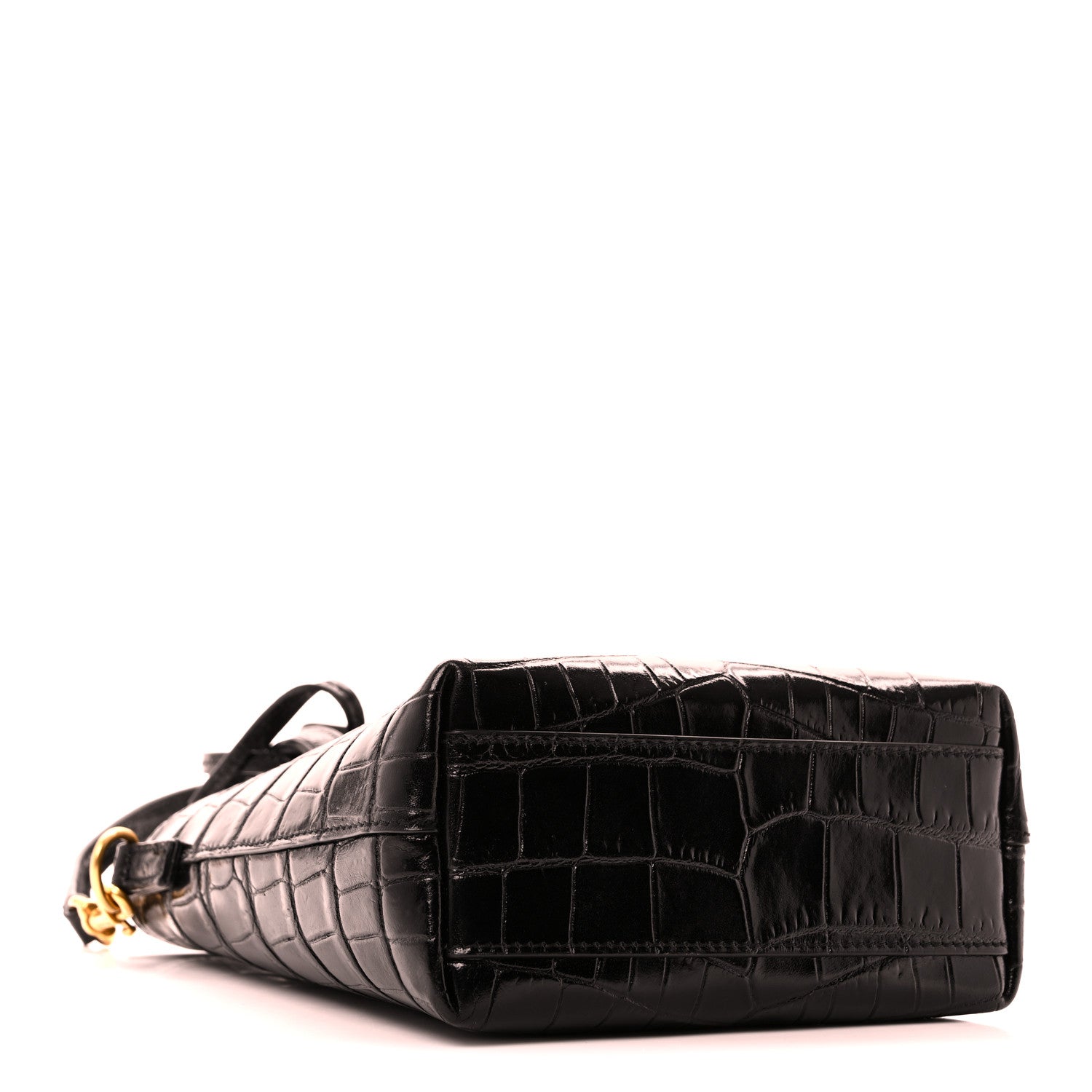 Saint Laurent Calfskin Crocodile Embossed Paris Mini Toy Shopper Tote Black 4 of 10