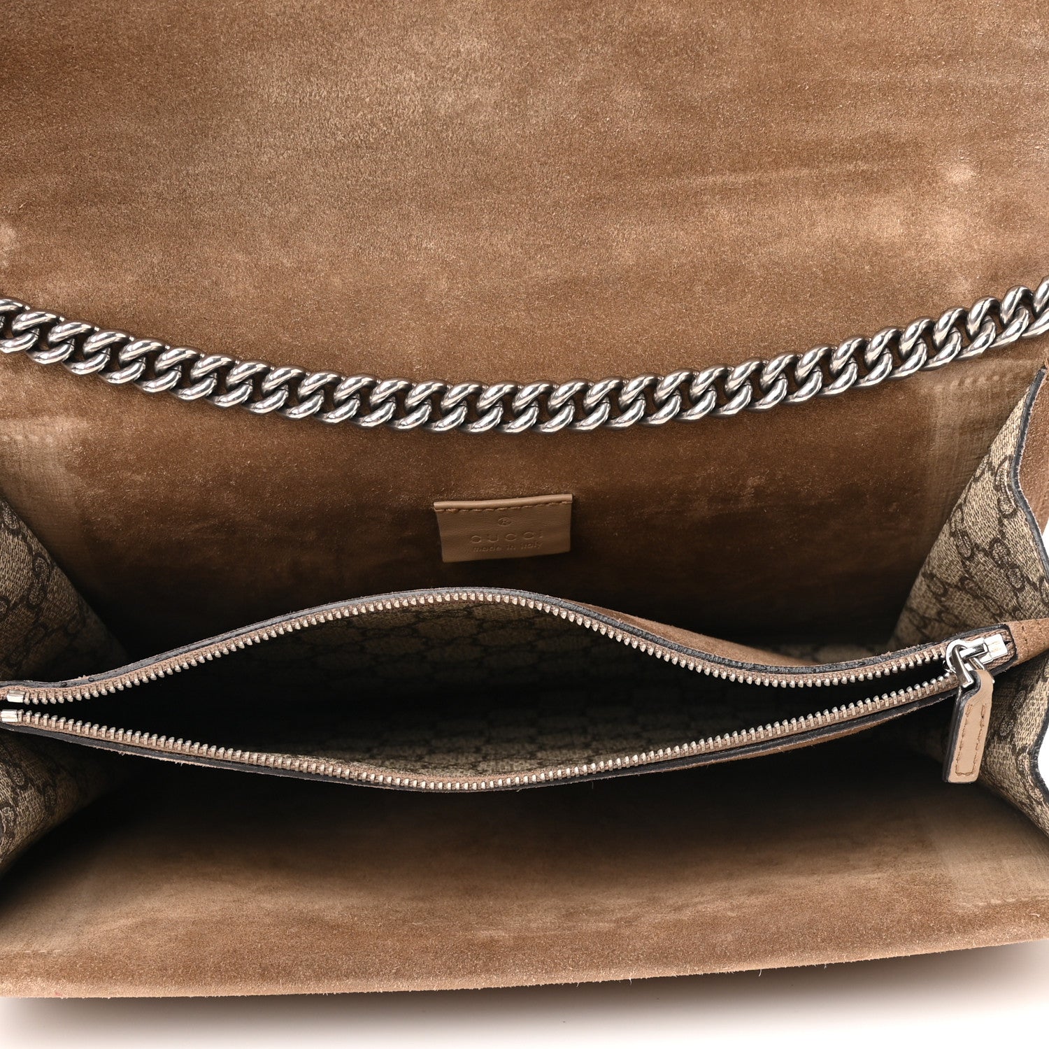 Gucci GG Supreme Monogram Bee Embroidered Medium Dionysus Shoulder Bag Taupe 6 of 15