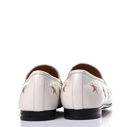 Gucci Goatskin Bee Star Embroidered Womens Jordaan Loafers 39 Mystic White 6 of 11