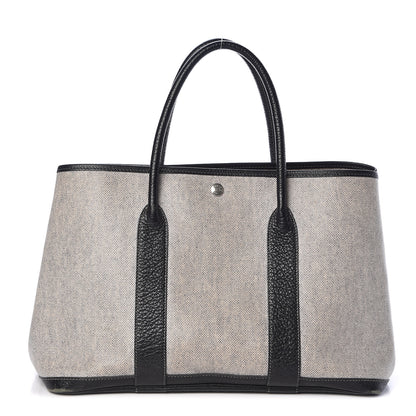 Hermes Buffle Skipper Toile Garden Party 36 MM Tote Black 1 of 14