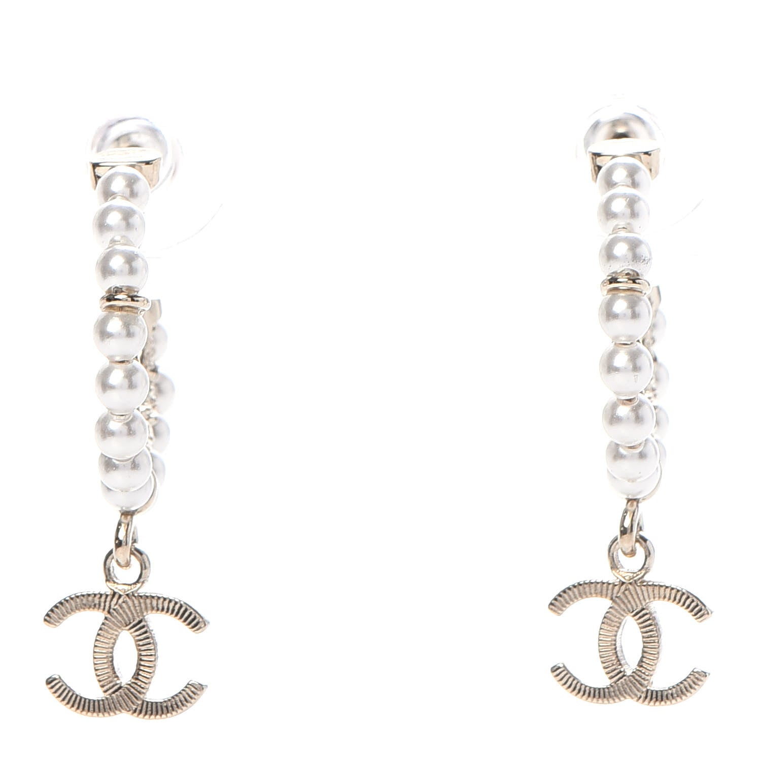 Chanel Pearl Charms CC Hoop Earrings Gold 1 of 4