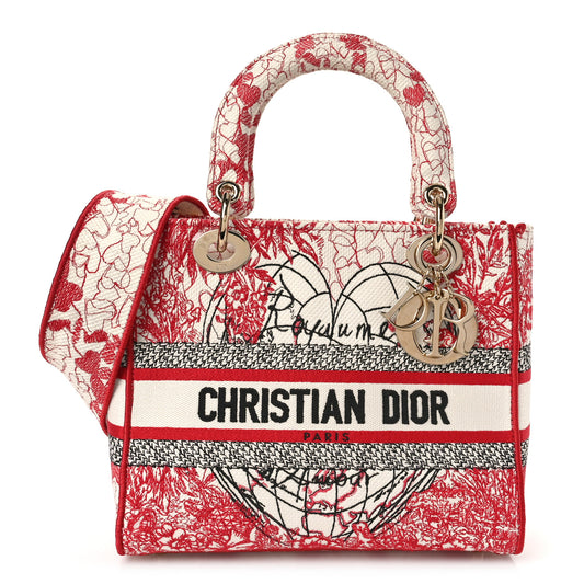 Canvas Embroidered Medium Dioramour D-Royaume Lady D-Lite Red Multicolor
