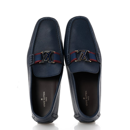 Louis Vuitton Grained Calfskin Mens Monte Carlo Car Shoe Moccasin Loafers 11 Blue 2 of 10