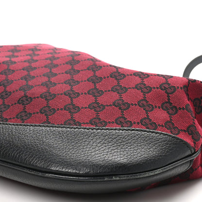 Gucci Denim Monogram Large Half Moon Hobo Red 10 of 10