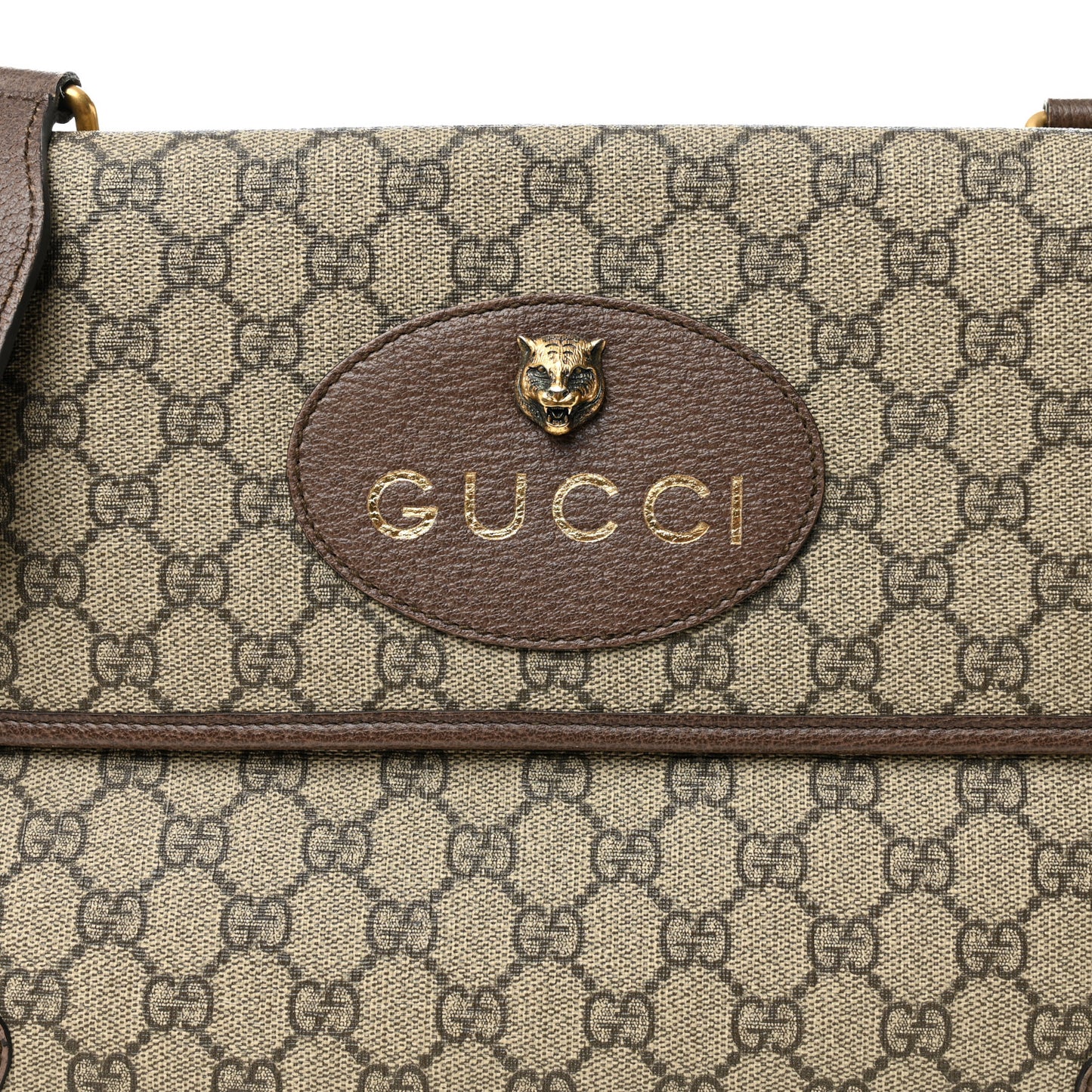 GG Supreme Monogram Web Neo Vintage Double Flap Messenger Bag Beige New Acero
