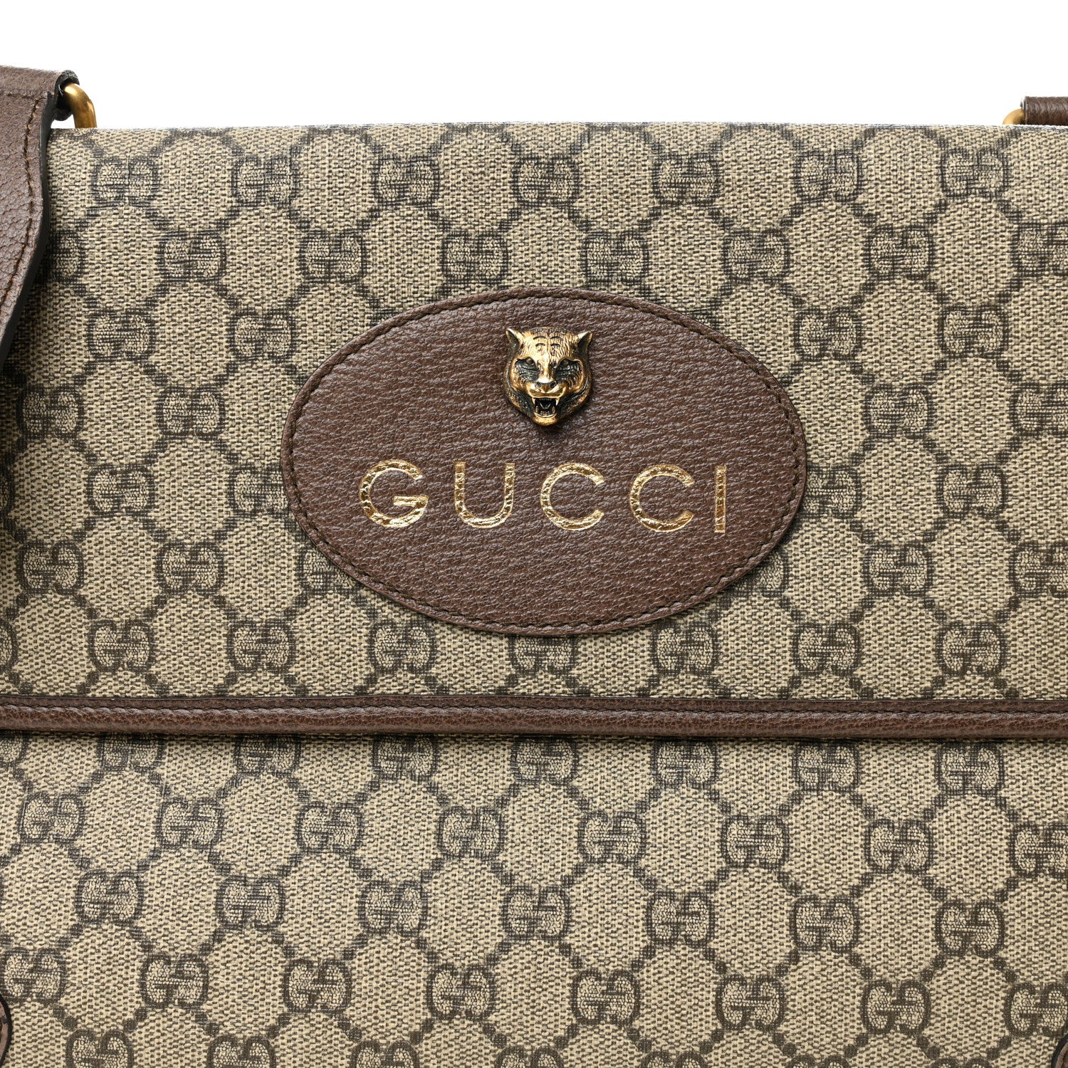 Gucci GG Supreme Monogram Web Neo Vintage Double Flap Messenger Bag Beige New Acero 8 of 10