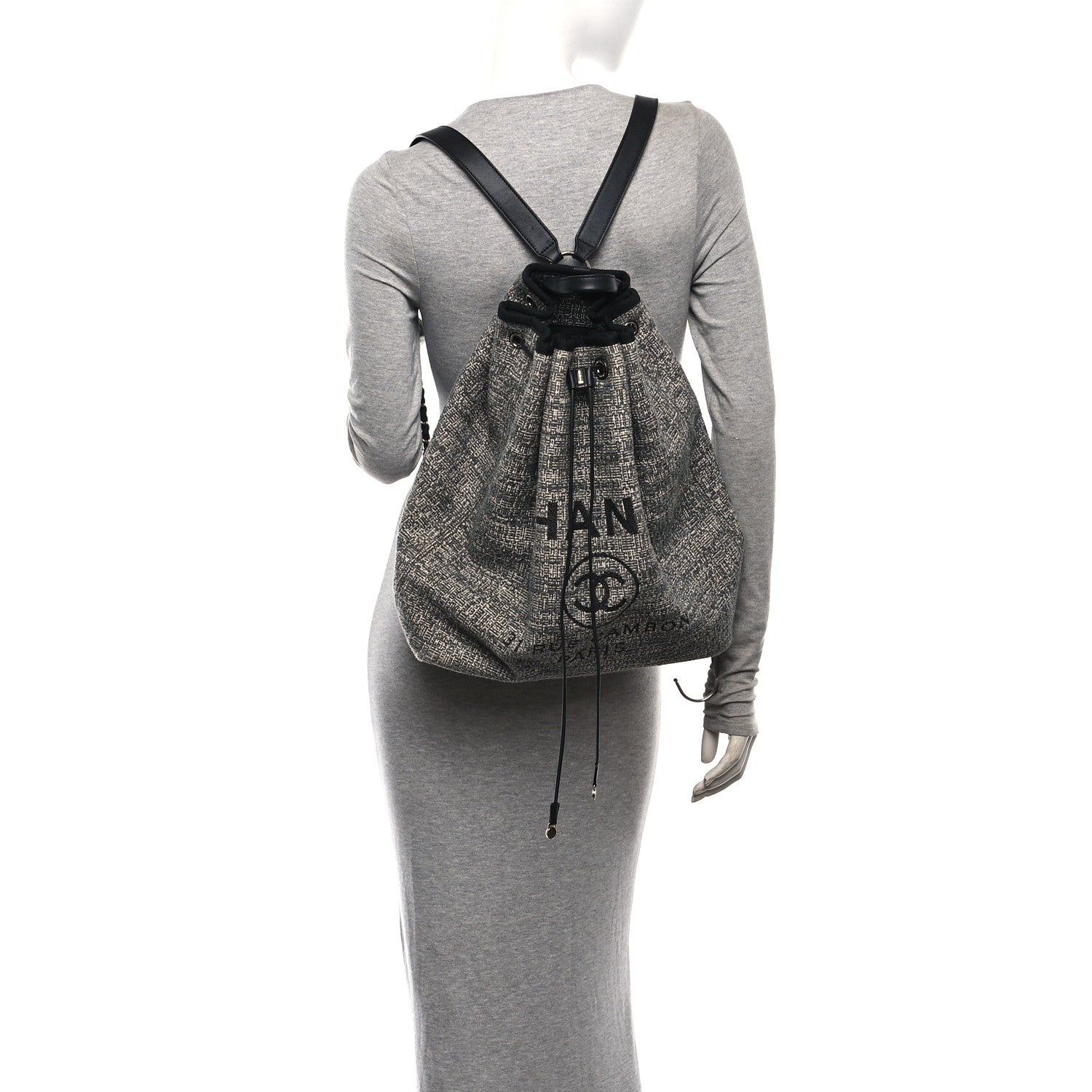 Chanel Canvas Large Deauville Backpack Charcoal 2 of 10