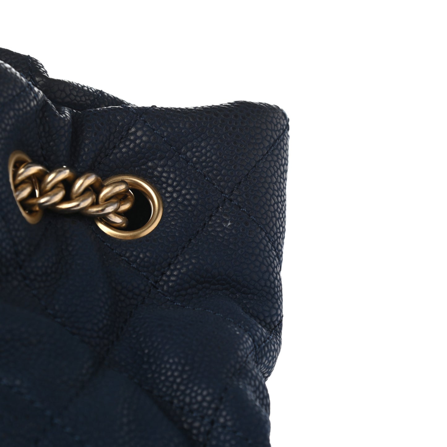 Iridescent Caviar Quilted Globe Trotter Shopping Tote Navy Blue