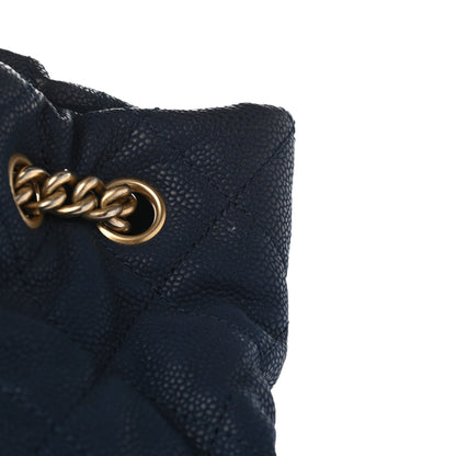Chanel Iridescent Caviar Quilted Globe Trotter Shopping Tote Navy Blue 24 of 25