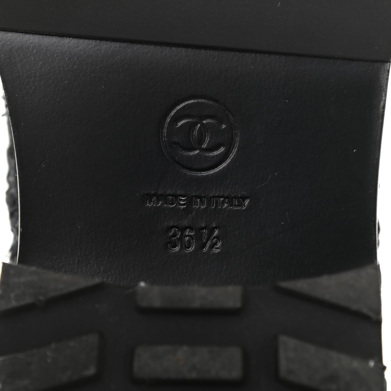 Chanel Tweed Patent Calfskin Pearl Combat Short Boots 36.5 Black Grey 6 of 10